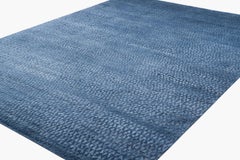 Textured Silk Indigo Geometric Area Rug Dancing Triangles by Joseph Carini