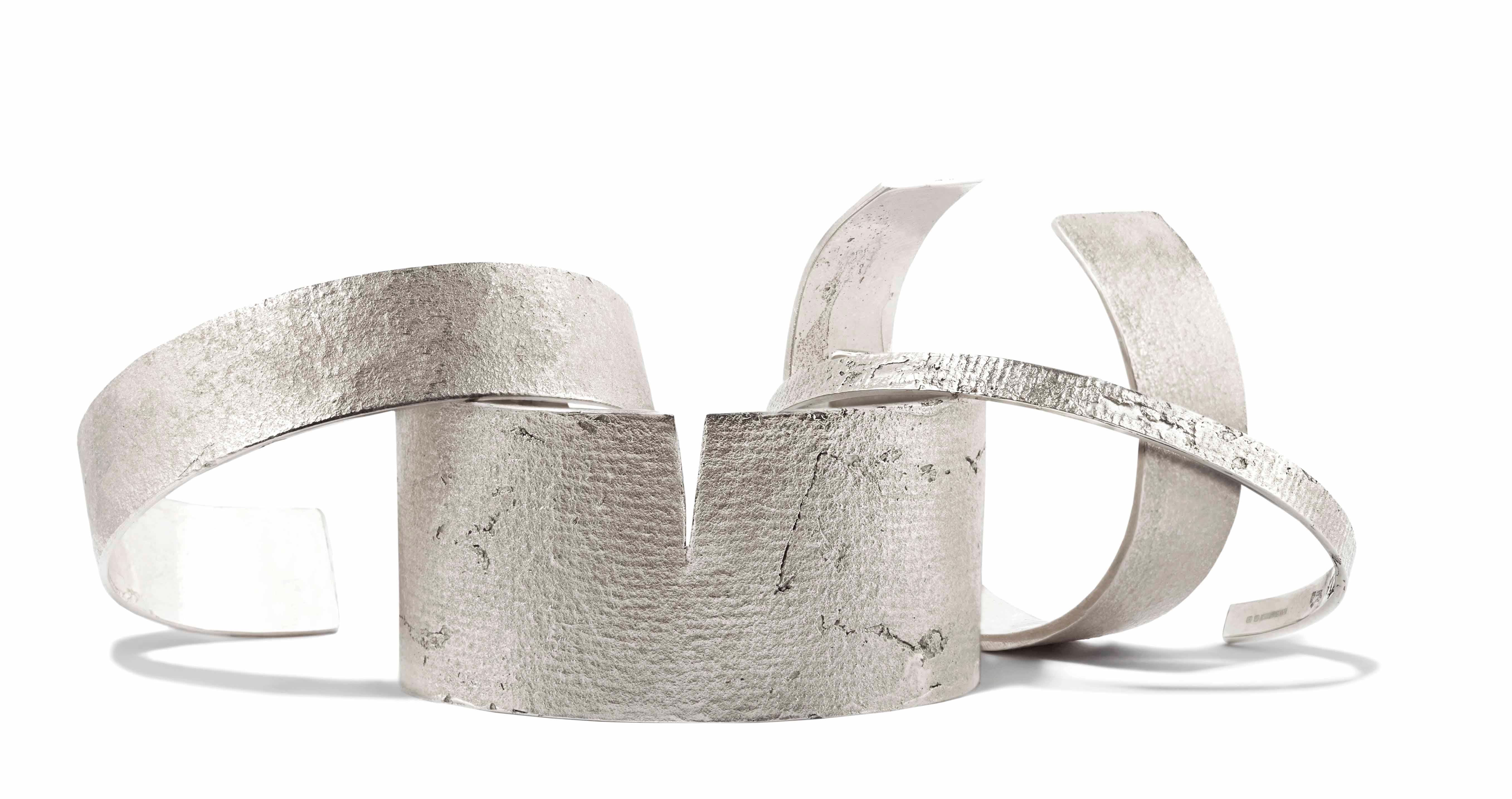 Women's Textured Silver Cuff by Allison Bryan For Sale