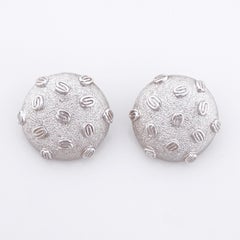 Textured Silver Modernist Dome Earrings By Monet, 1960s