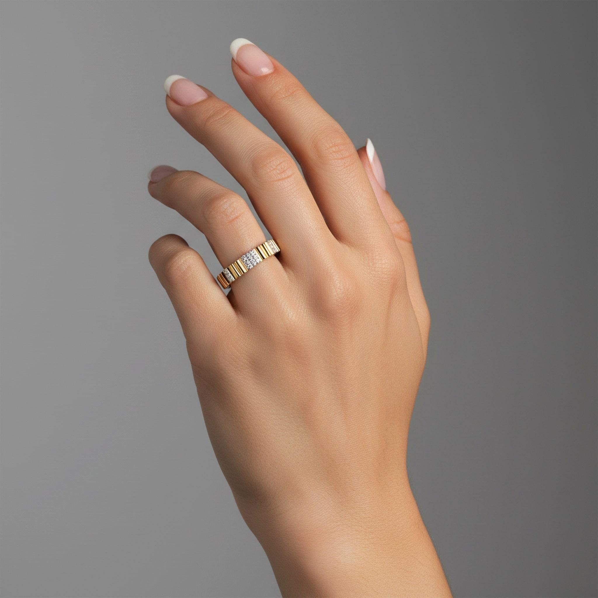 For Sale:  Textured Square Diamond 14K (or 18k upon request) Yellow Gold Cluster Ring 2