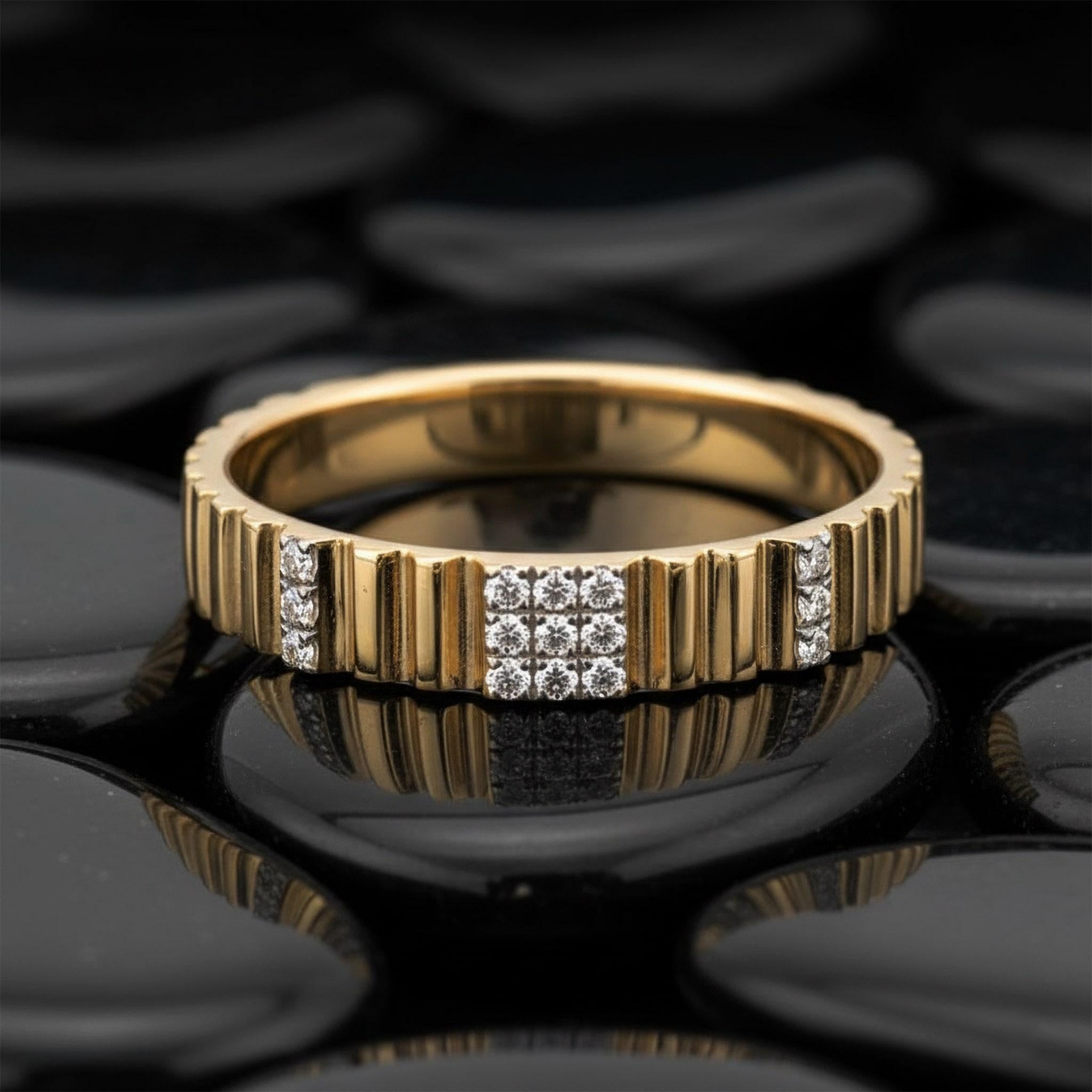 For Sale:  Textured Square Diamond 14K (or 18k upon request) Yellow Gold Cluster Ring 3