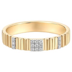 Textured Square Diamond 14K (or 18k upon request) Yellow Gold Cluster Ring