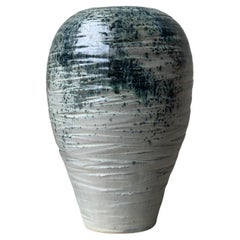 Textured Teal Stoneware Vase, K H Würtz, Denmark