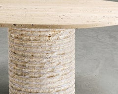 Textured Travertine Stone Solid Dining Table - Raw Split Face Travertine Table