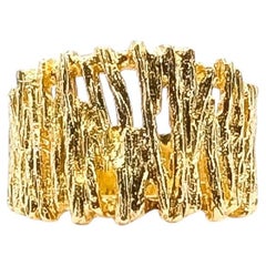 Textured Tree Bark Cigar Ring in 18k Yellow Gold