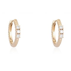 Textured Trio 14K (or 18k upon request) Gold Huggie Hoop Earrings