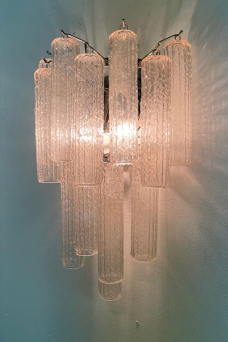 Murano Glass Textured Tubes Sconce by Fabio Ltd, 3 Available For Sale