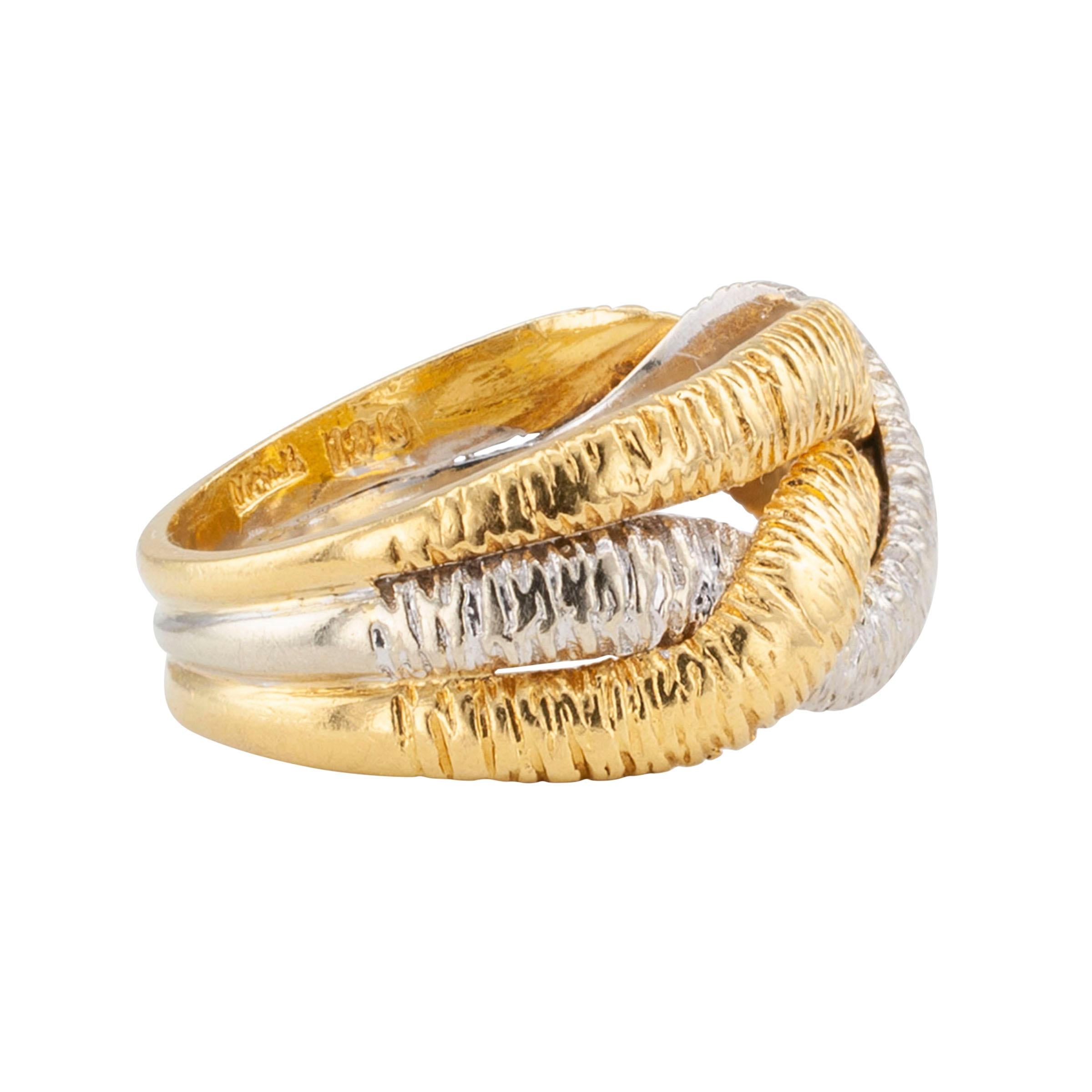 Women's or Men's Textured Two-Tone Gold Ring Band