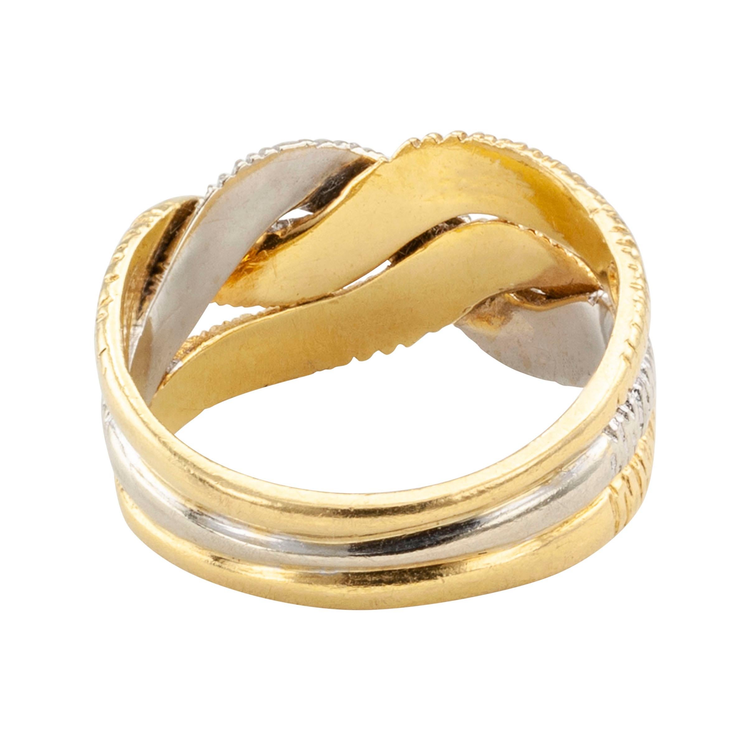 Textured Two-Tone Gold Ring Band 1