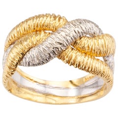 Textured Two-Tone Gold Ring Band