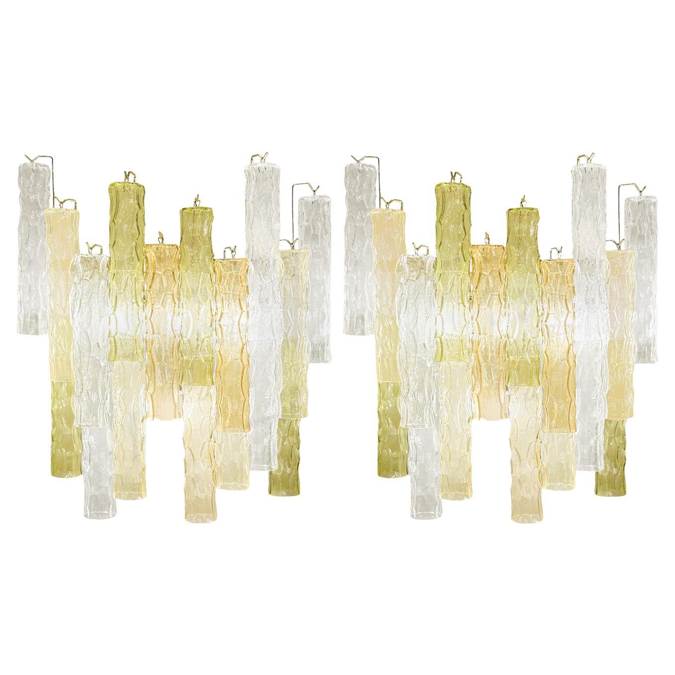 Textured, Vibrantly Colored Murano Glass Sconces