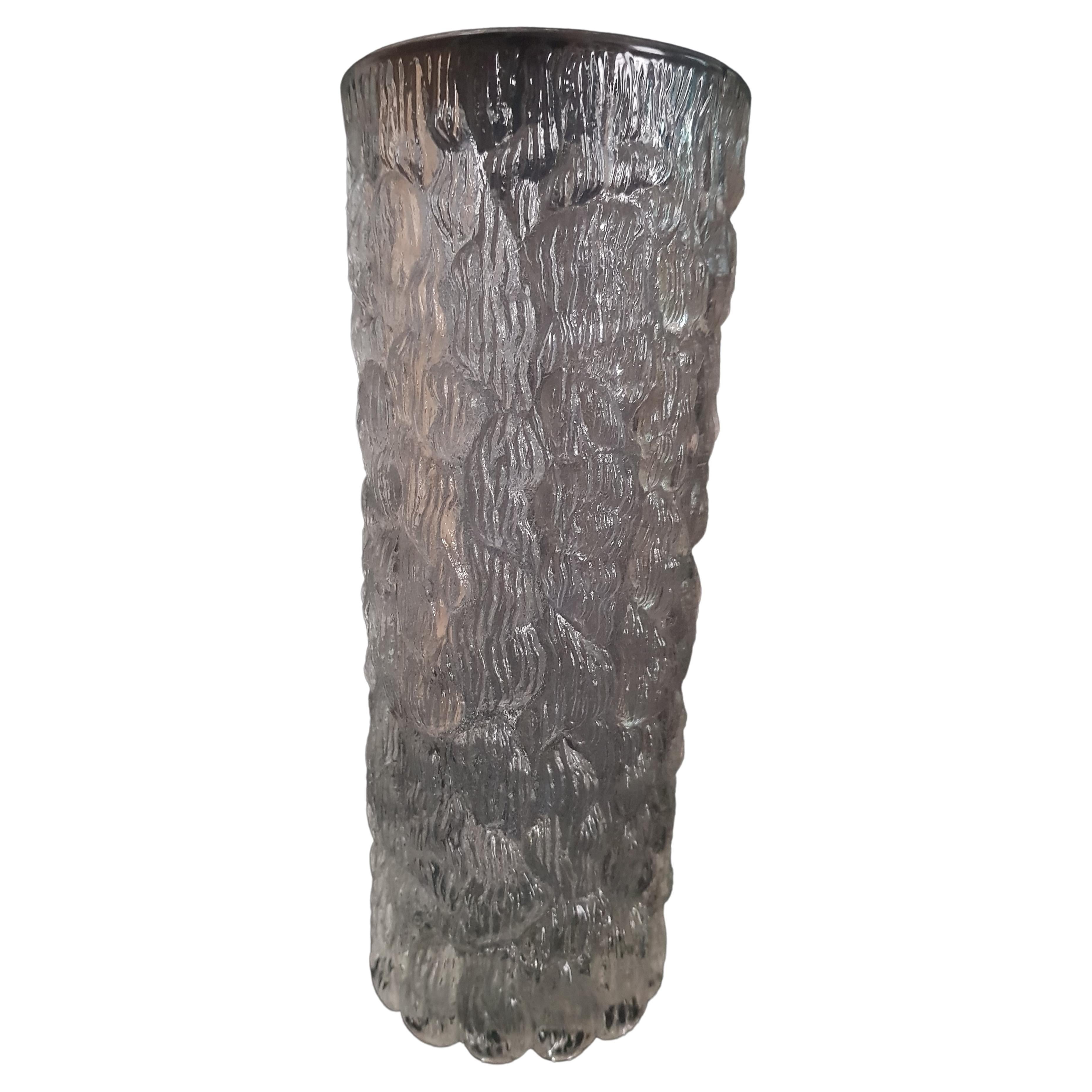 Textured Vitange Frosted Vase by Oberglass For Sale
