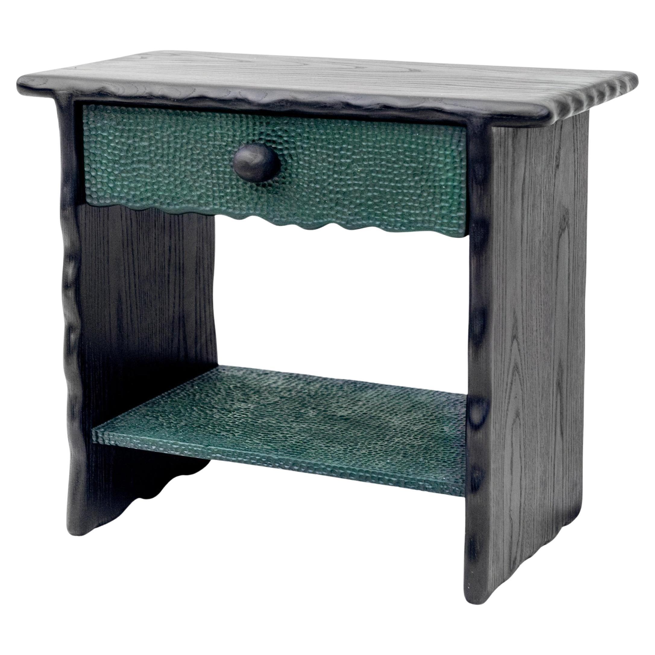 Textured Wavy Customizable Nightstand in Sculpted Ash by Luke Malaney For Sale