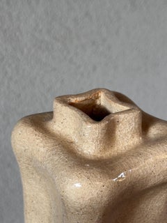 Textured White & Beige Home Decor Handmade Crackle Ceramic Vase by Maku Ceramic