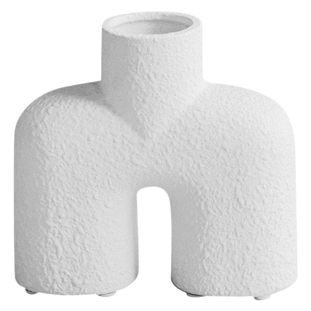 Textured White Center Spout Small Vase, Denmark, Contemporary