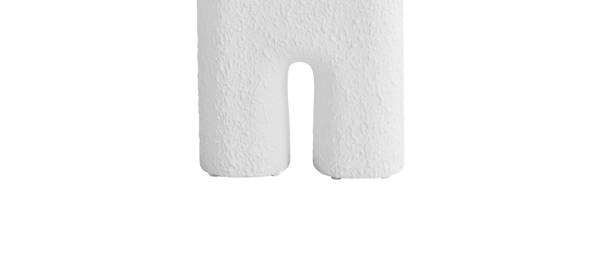 Chinese Textured White Center Spout Danish Design Vase, Denmark, Contemporary For Sale