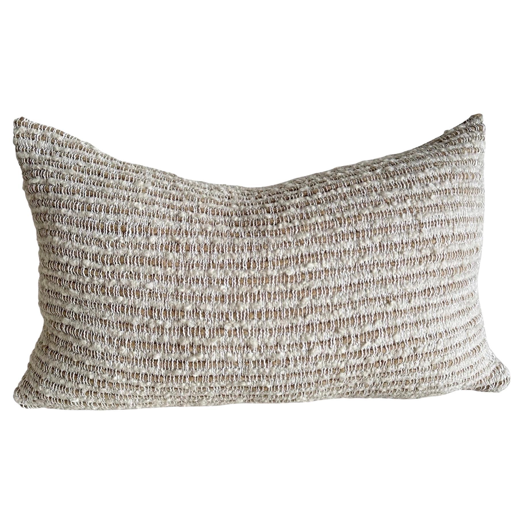 Textured Wool and Linen Lumbar Pillow For Sale