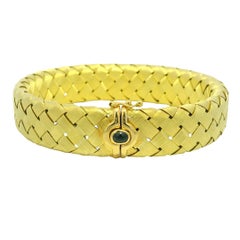 Textured Woven 18-Karat Cabochon Sapphire Bracelet In Stock