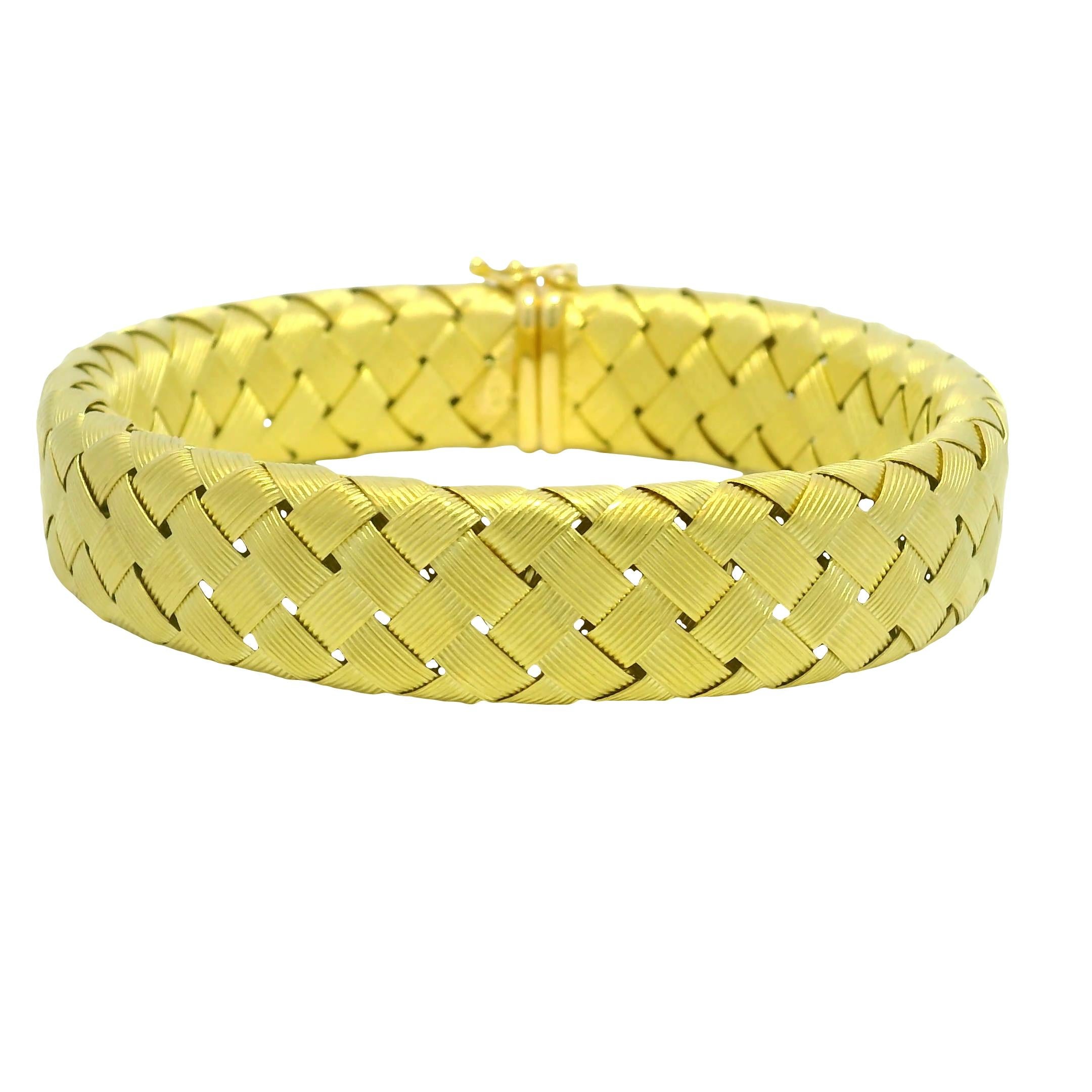 Texturiertes gewebtes 18-Karat-Cabochon-Saphir-Armband Vorrätig (Zeitgenössisch) im Angebot