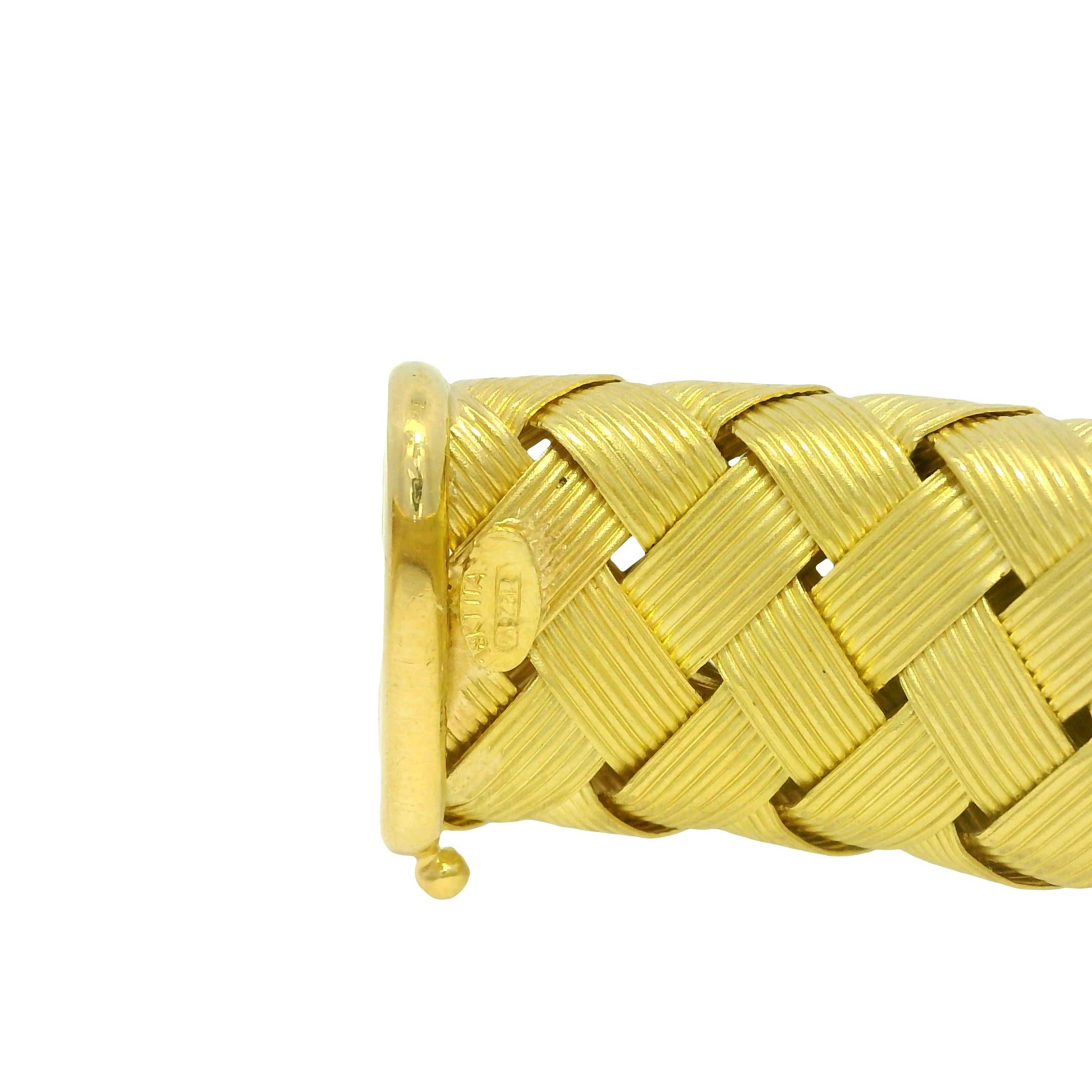 Texturiertes gewebtes 18-Karat-Cabochon-Saphir-Armband Vorrätig im Angebot 3