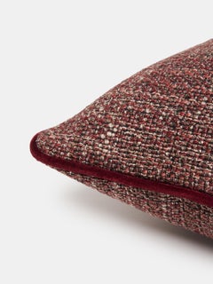 Textured Woven Cushion with Burgundy Velvet Piping