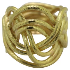 woven ring gold Textured Woven Yellow Gold Band Ring