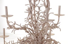 Textured Wrought Iron Faux Coral Nine-Arm Chandelier, 50” In Diameter.