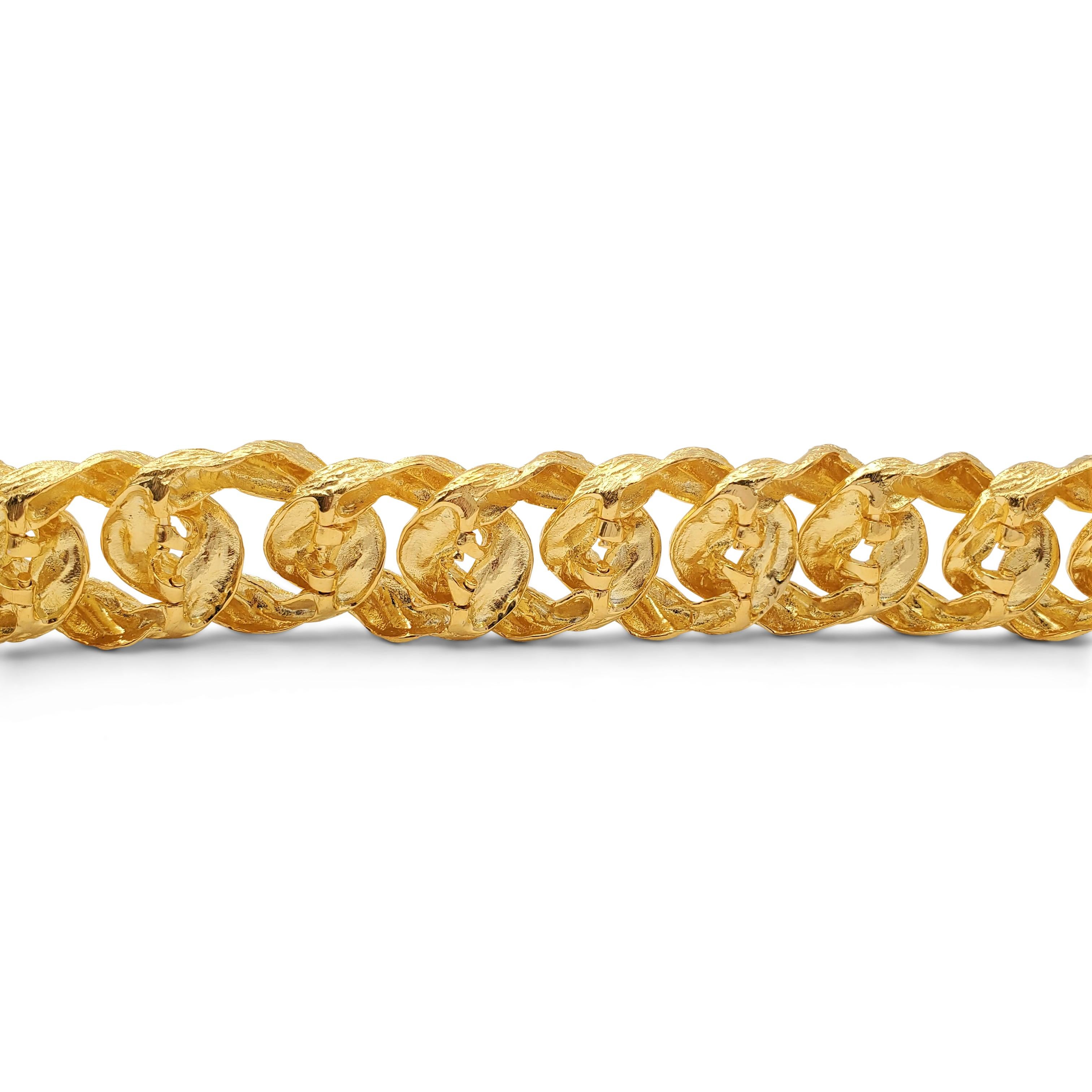Textured Yellow Gold Curb Link Bracelet 1