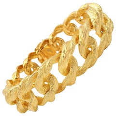 Textured Yellow Gold Curb Link Bracelet
