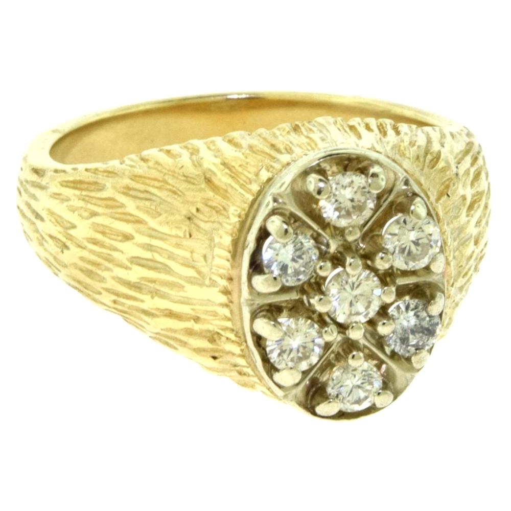 19th Century Antique Diamond Gold Men’s Cluster Ring For Sale at
