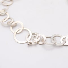 TEZER Modernist Long Geometric Circles Sautoir Necklace In .925 Sterling Silver