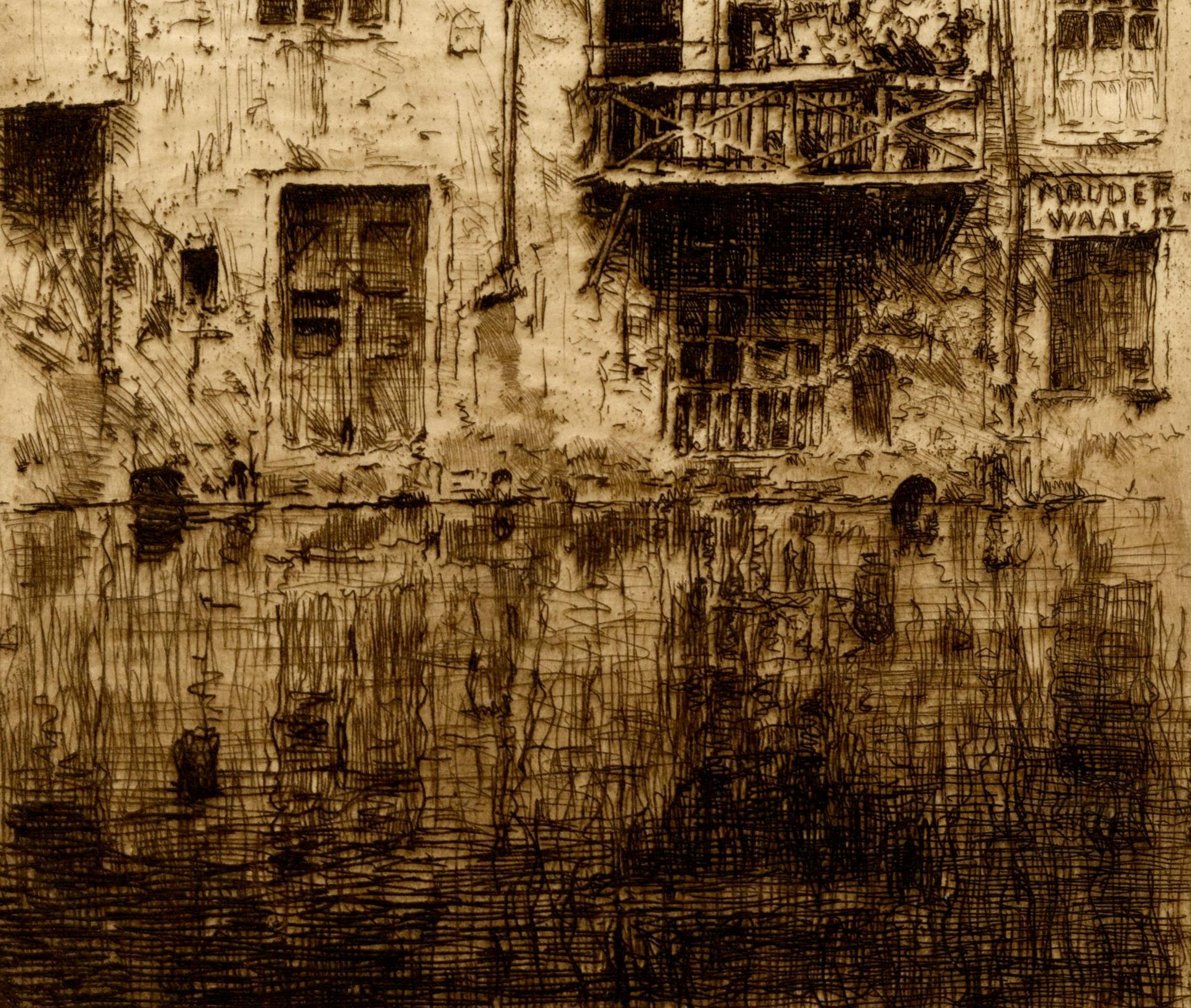 Old Houses in Amsterdam
Drypoint, 1909
Signed and dedicated in pencil lower right.
