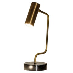 TF200 Table Lamp In Satin Brass with Black Marble Base by Daluce