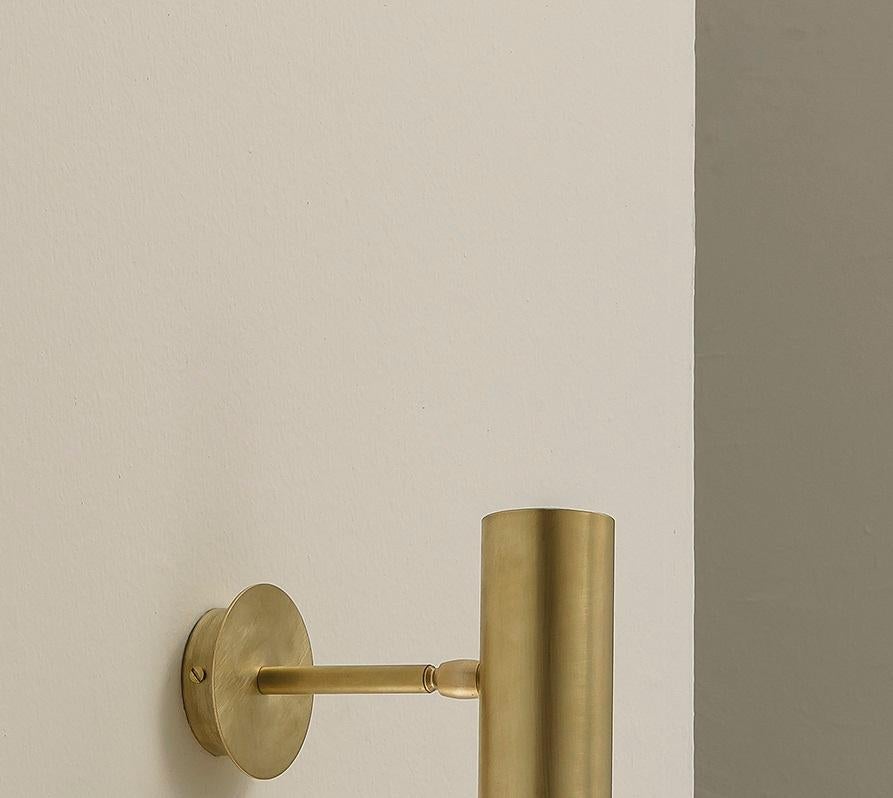 Post-Modern TF400 Wall Lamp in Satin Brass with Orientable Tubular Diffuser by Daluce For Sale