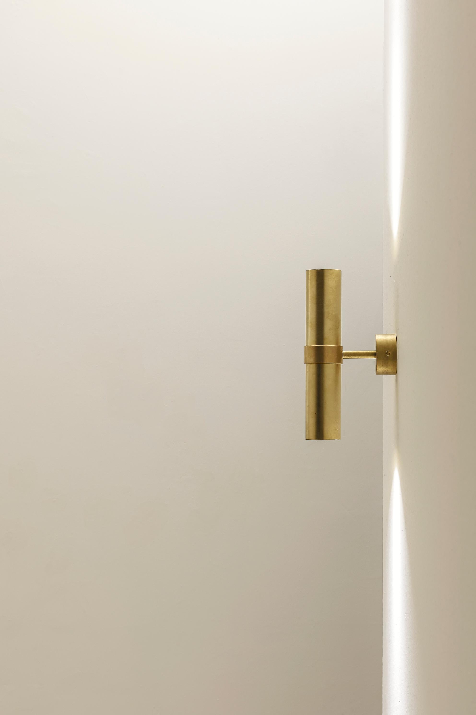 Other TF410 Wall Lamp in Satin Brass with Two Orientable Tubular Diffusers by Daluce For Sale