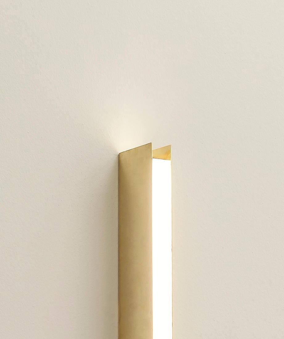 Post-Modern TF470 Wall Lamp in Satin Brass with Opaline Acrylic Diffuser by Daluce For Sale