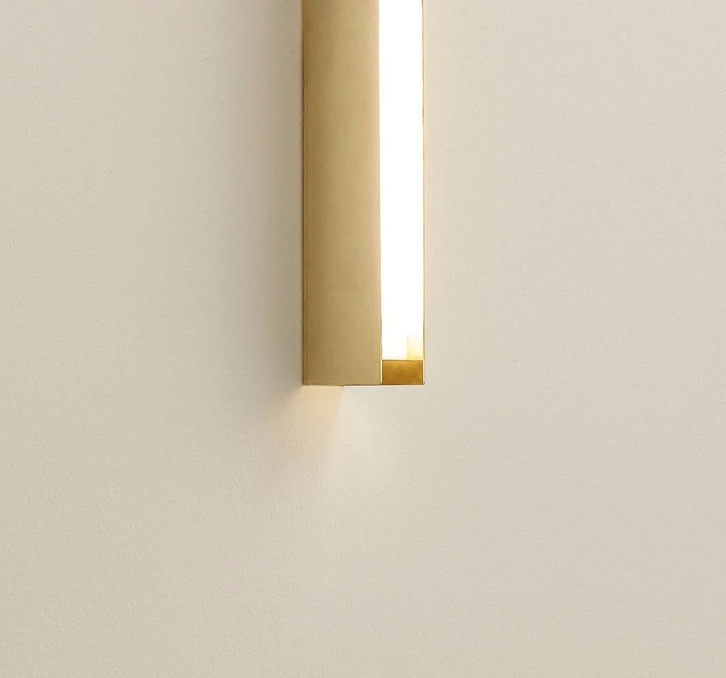 Italian TF470 Wall Lamp in Satin Brass with Opaline Acrylic Diffuser by Daluce For Sale