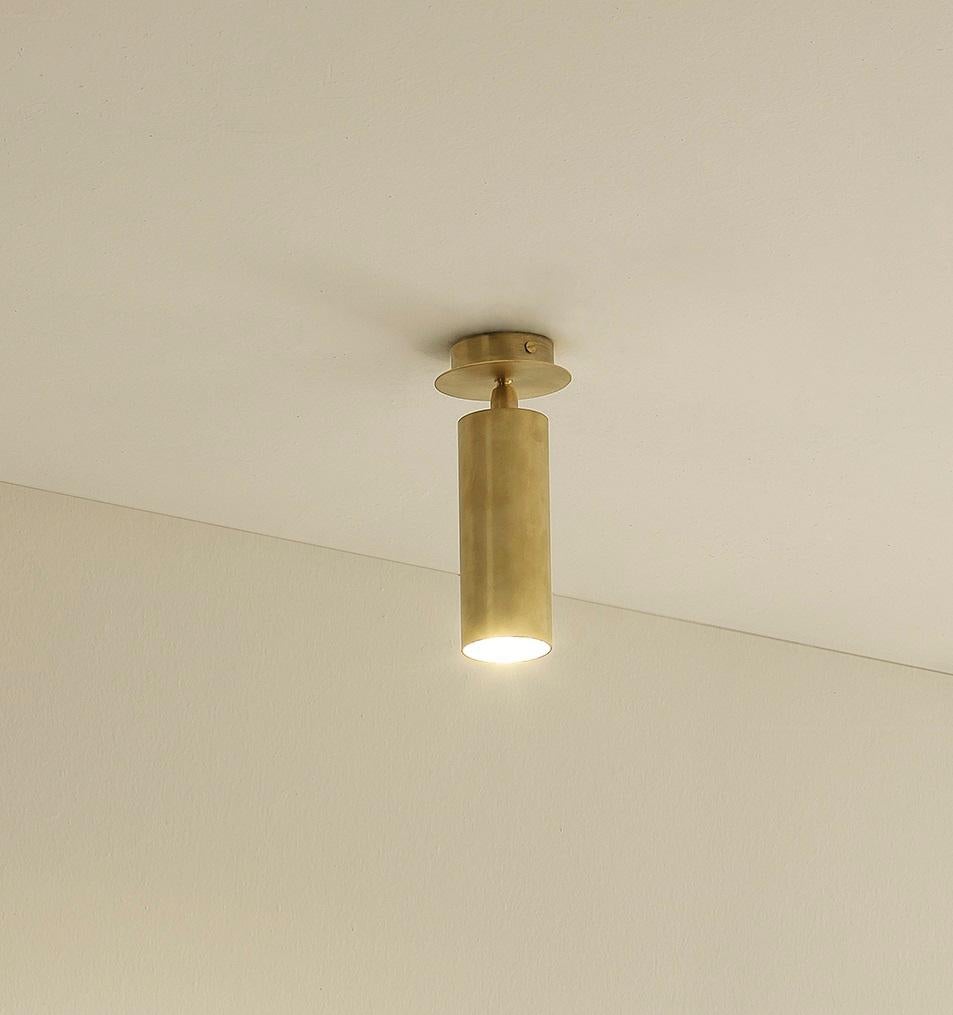 Altro Lampada da soffitto TF500 in ottone satinato con diffusore tubolare regolabile di Daluce in vendita