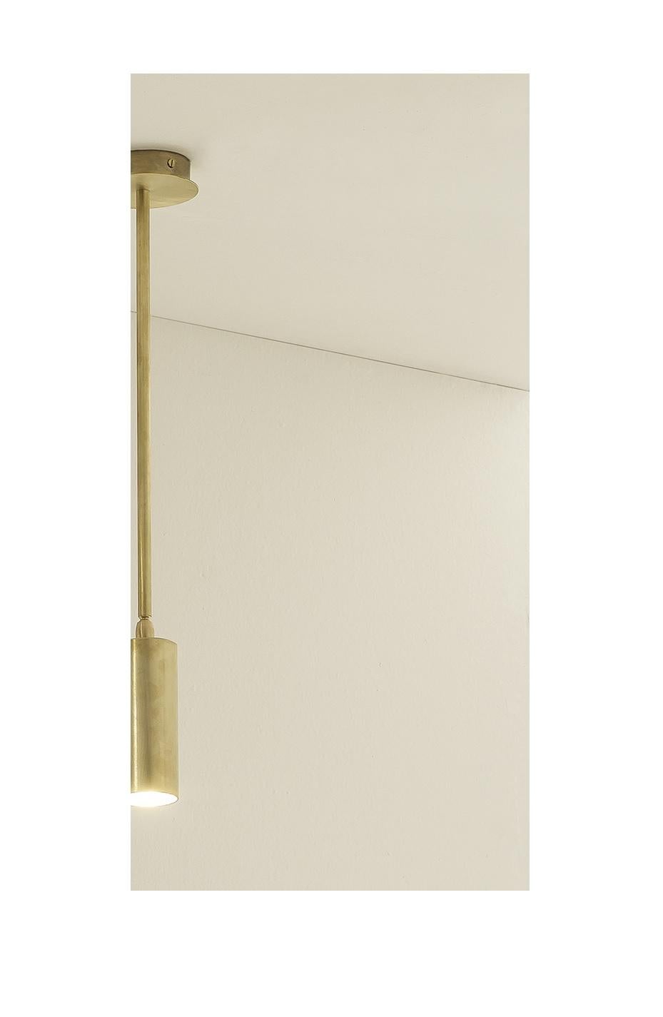 TF510 Ceiling Lamp in Satin Brass with an Orientable Tubular Diffuser by Daluce In New Condition For Sale In Geneve, CH