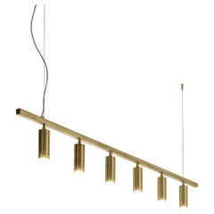 TF606 Suspension Lamp in Satin Brass with Orientable Tubular Diffusers by Daluce