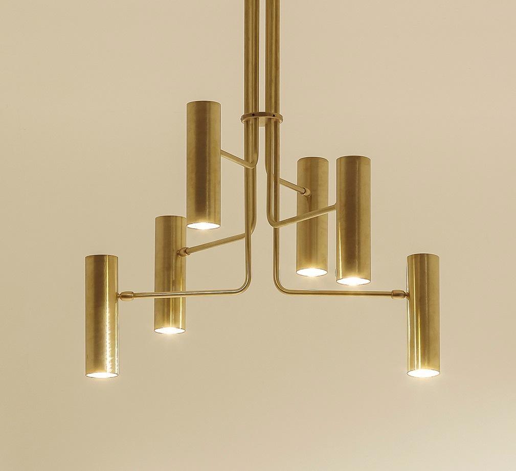 Altro TF660 Suspension Lamp in Satin Brass with Orientable Tubular Diffusers by Daluce in vendita