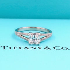 Tiffany & Co. Lucida Square Diamond Split Shank Ring 1.04 Carat Platinum