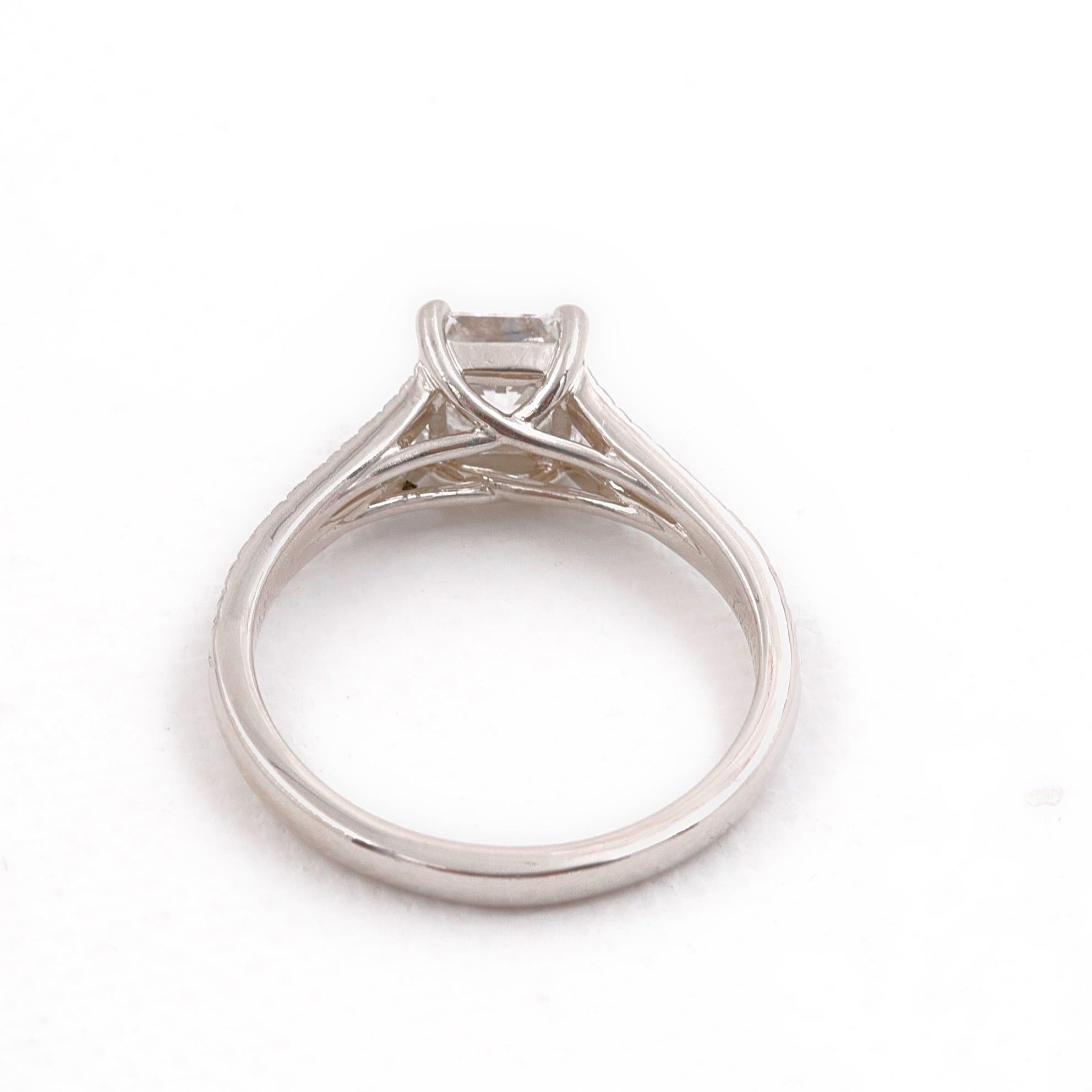 Tiffany & Co. Lucida Square Diamond Split Shank Ring 1.04 Carat Platinum 1