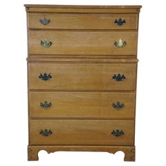 T.F.I Mid Century American Colonial Style Maple Tallboy Dresser Chest of Drawers