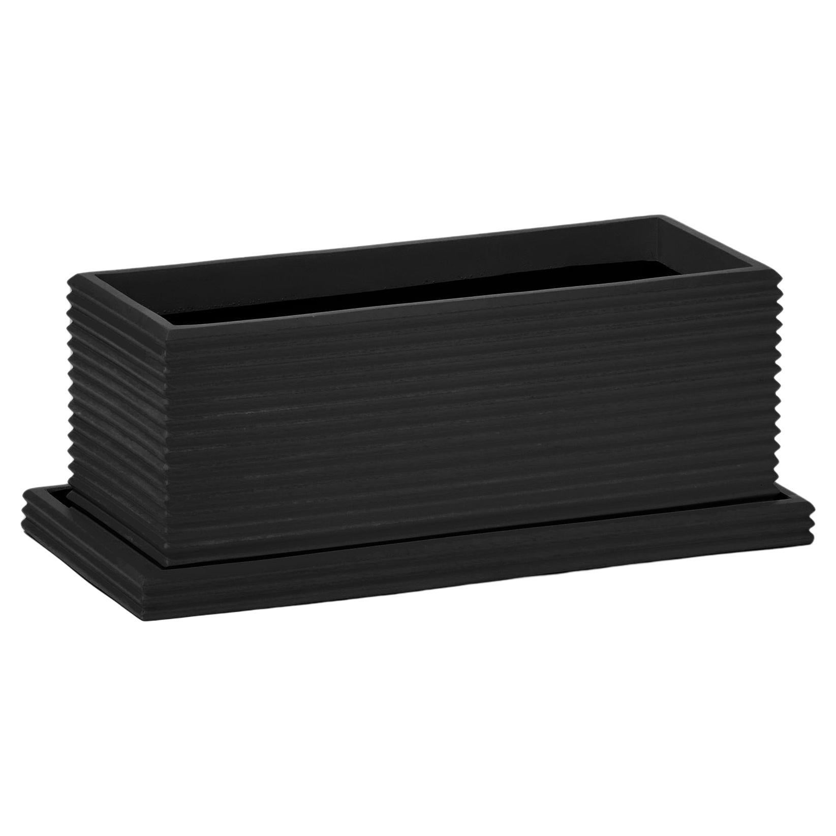 Standard Wide Rectangular Planter 'Black' by TFM, Represented by Tuleste Factory