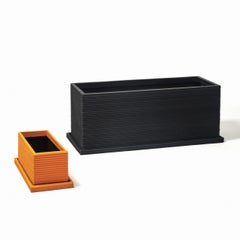 Standard Wide Rectangular Fiberglass Indoor Outdoor Planter 'Blue' Drainage Tray