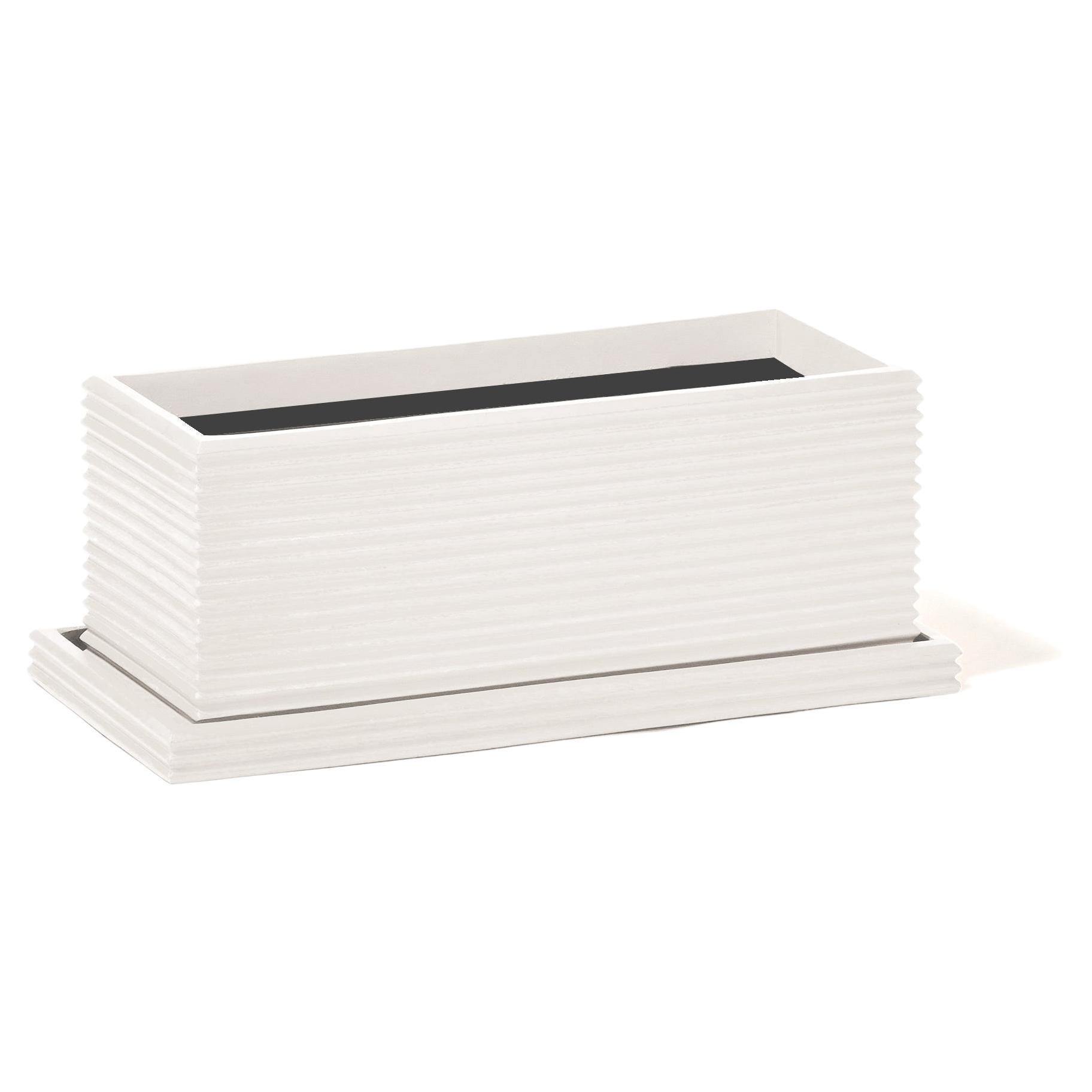 Standard Wide Rectangular Fiberglass Indoor Outdoor Planter 'Ivory'