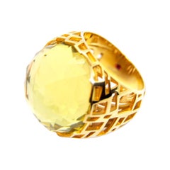 TFS by Roberto Coin 5.10 Cocktail Lemmon Quartz Gold plated 3mcr Silver Ring
