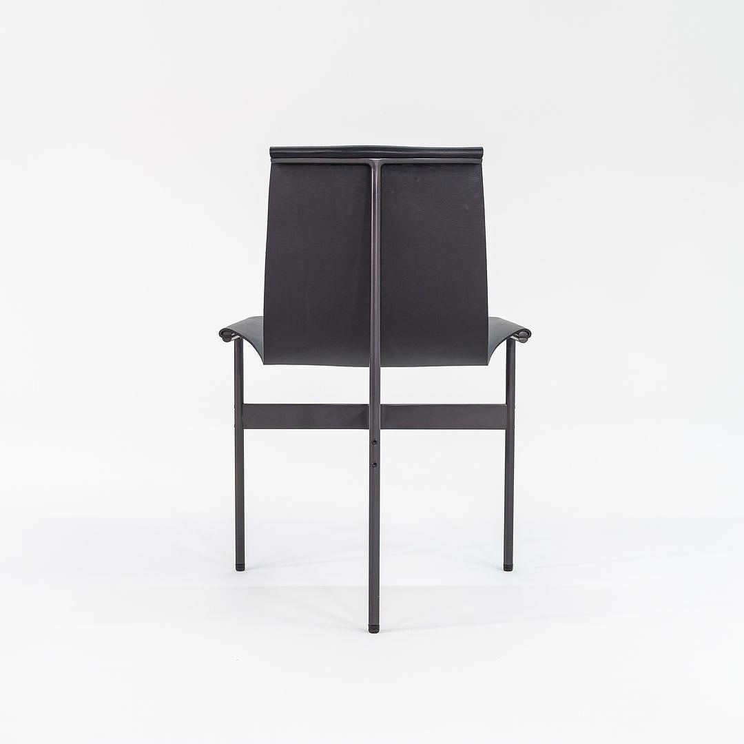 TG-10 Sling Dining Chair in Black Leather with Blackened Frame Laverne For Sale 4