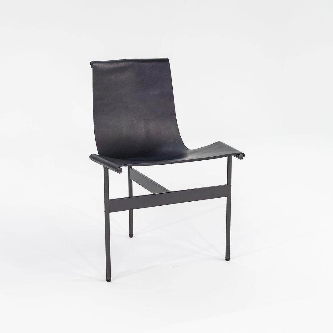 Modern TG-10 Sling Dining Chair in Black Leather with Blackened Frame Laverne For Sale